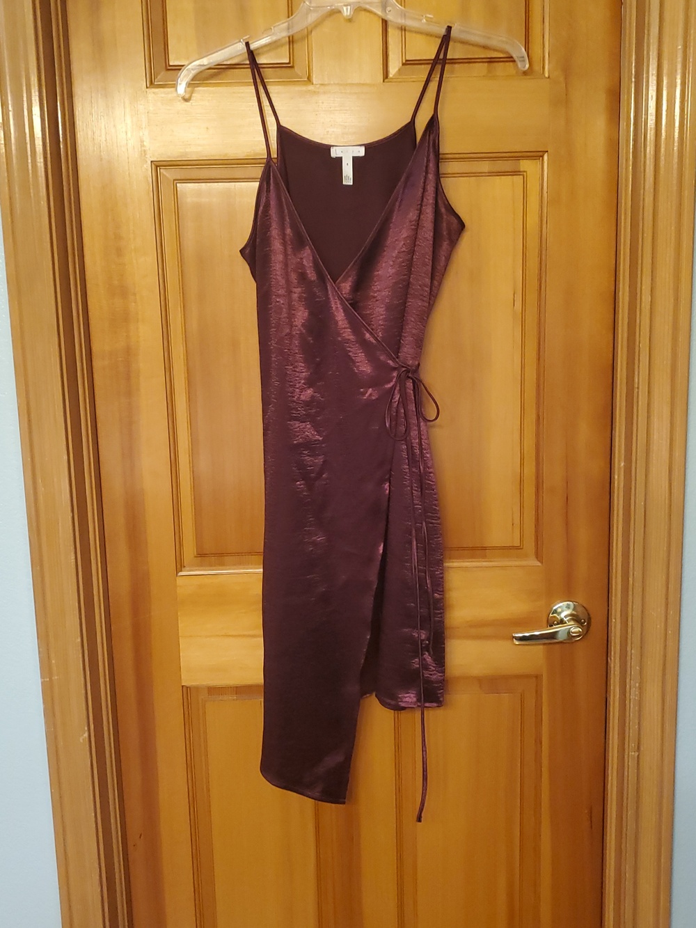 Leith Purple Textured Satin Asymmetrical Wrap Slip Dress Size M - Picture 5 of 8